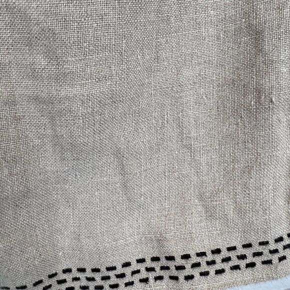 ANN TAYLOR boho gray beige wrap fringe linen unlined embroidered skirt size 8 - Picture 5 of 6